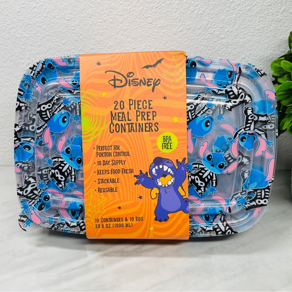 NEW Disney Stitch Halloween Skeleton 20 Piece Meal Prep Containers 10 Day Supply